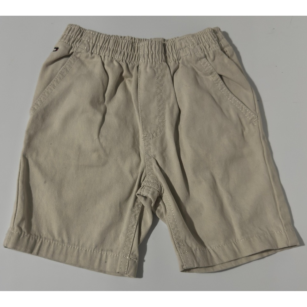 Size 3T - Tommy Hilfiger Boys Khaki Chino Shorts Tan Elastic Waist Cotton Twill